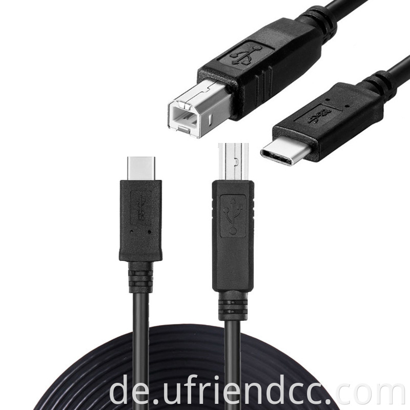 Benutzerdefinierte Hochgeschwindigkeits -480 -m -Daten USB -Typ C bis USB 2.0 B männlicher Drucker -Scanner MIDI -Kabel